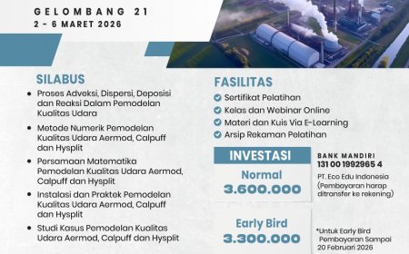 [2-6 Maret 2026] Pelatihan Pemodelan Dispersi Udara: Aermod, Calpuff, & Hysplit